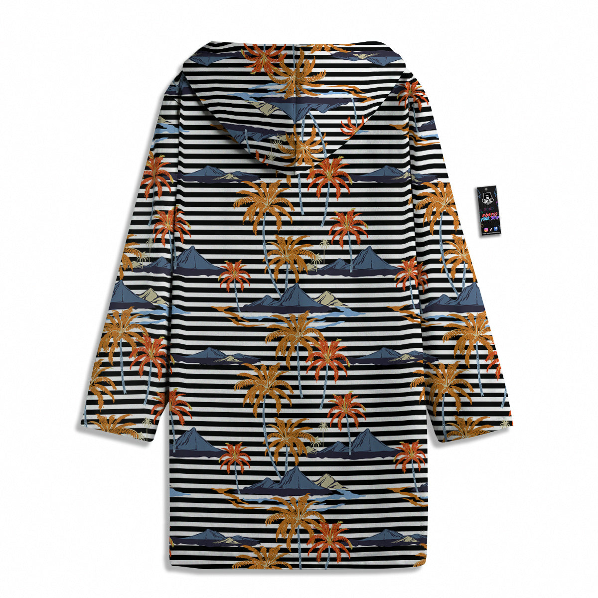 Tropical Island And Stripes Print Pattern Men's Windbreaker Jacket-grizzshop