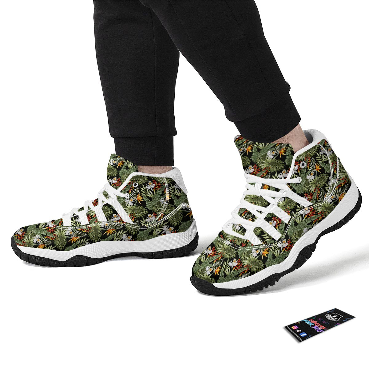 Tropical Jungle White Bball Shoes-grizzshop