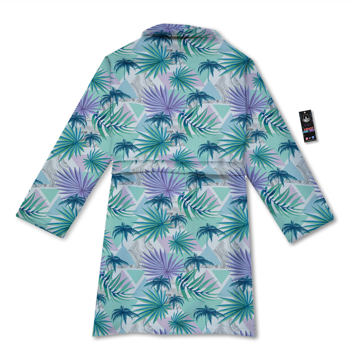 Tropical Leaf And Triangles Pastel Print Pattern Bathrobe-grizzshop