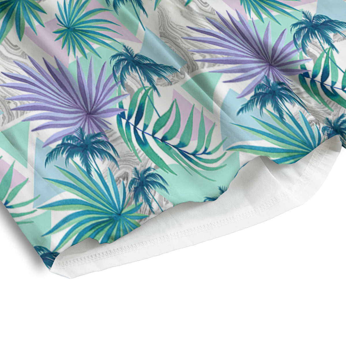 Tropical Leaf And Triangles Pastel Print Pattern Men's Athletic Shorts-grizzshop