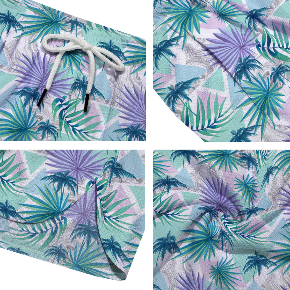 Tropical Leaf And Triangles Pastel Print Pattern Men's Running Shorts-grizzshop