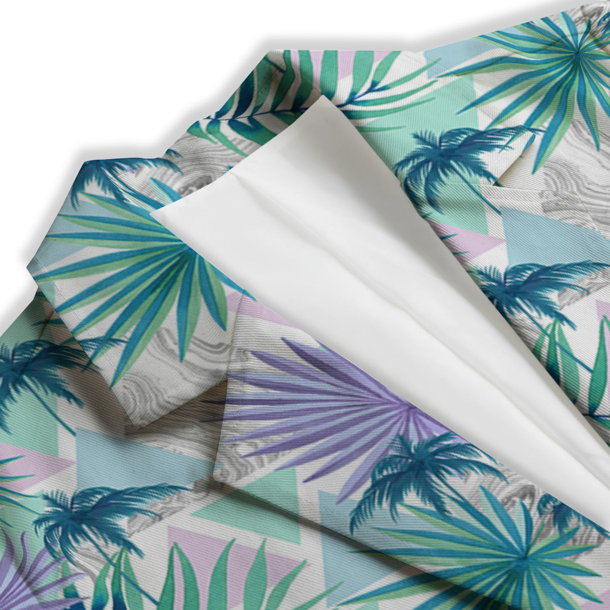 Tropical Leaf And Triangles Pastel Print Pattern Women's Blazer-grizzshop