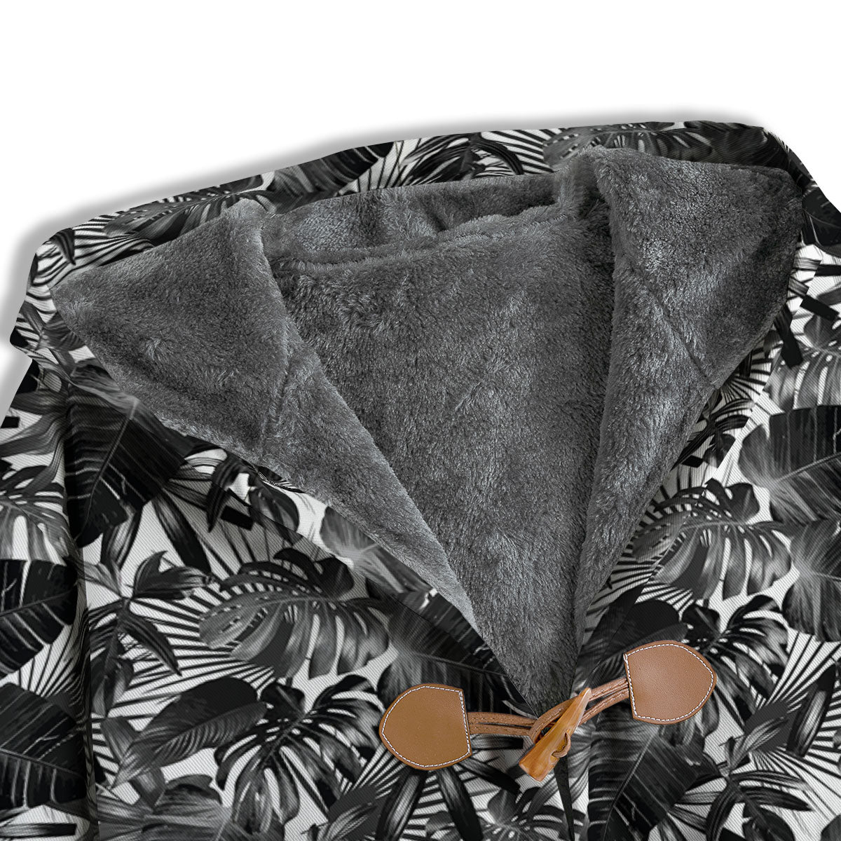 Tropical Leaf Black White Print Pattern Men's Windbreaker Jacket