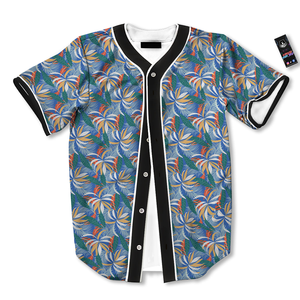 Tropical Leaf Colorful Print Pattern Baseball Jersey-grizzshop