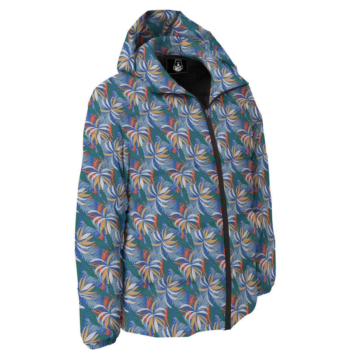 Tropical Leaf Colorful Print Pattern Down Jacket-grizzshop