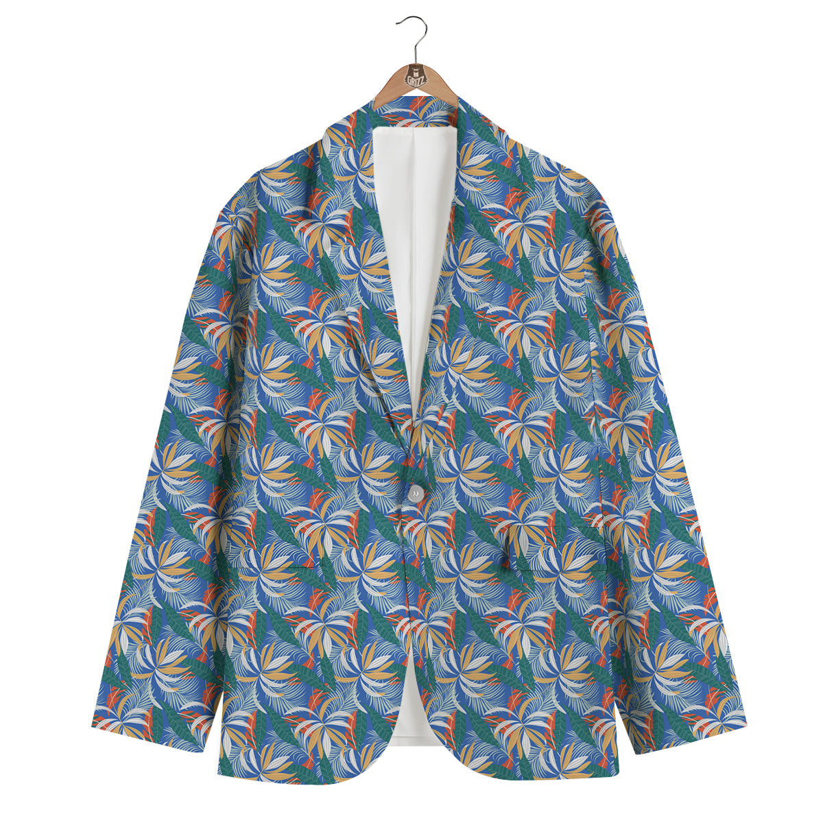 Tropical Leaf Colorful Print Pattern Men's Blazer-grizzshop