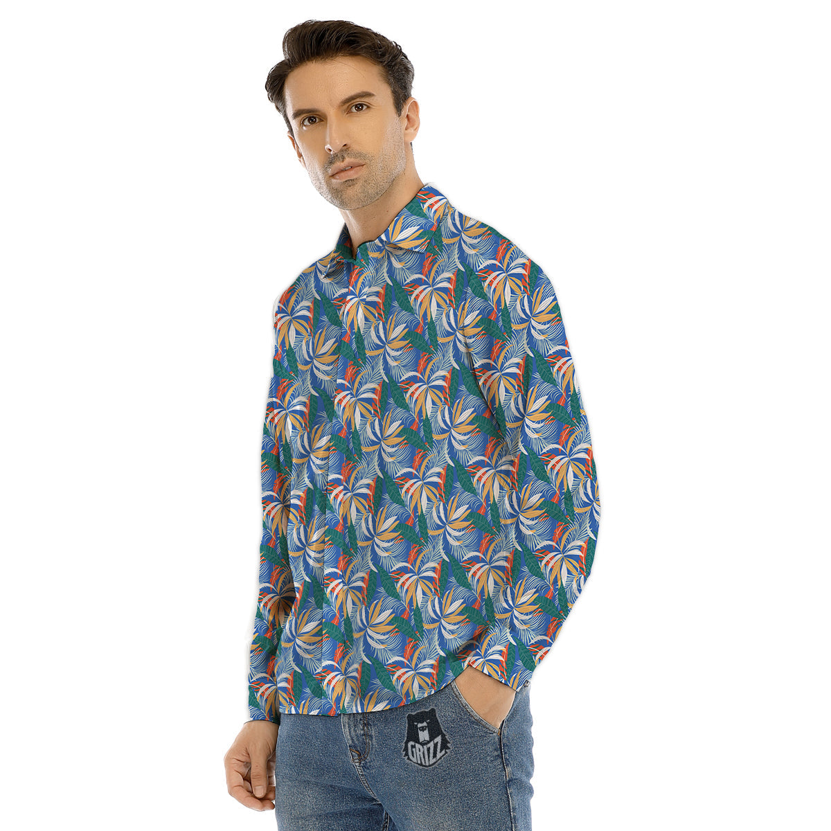Tropical Leaf Colorful Print Pattern Men's Dress Shirts-grizzshop