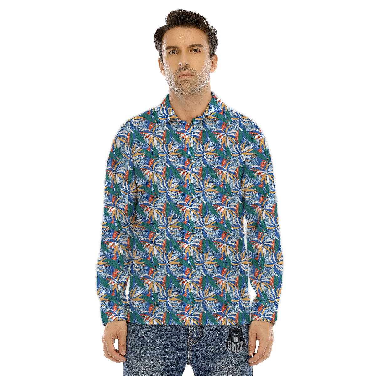 Tropical Leaf Colorful Print Pattern Men's Dress Shirts-grizzshop