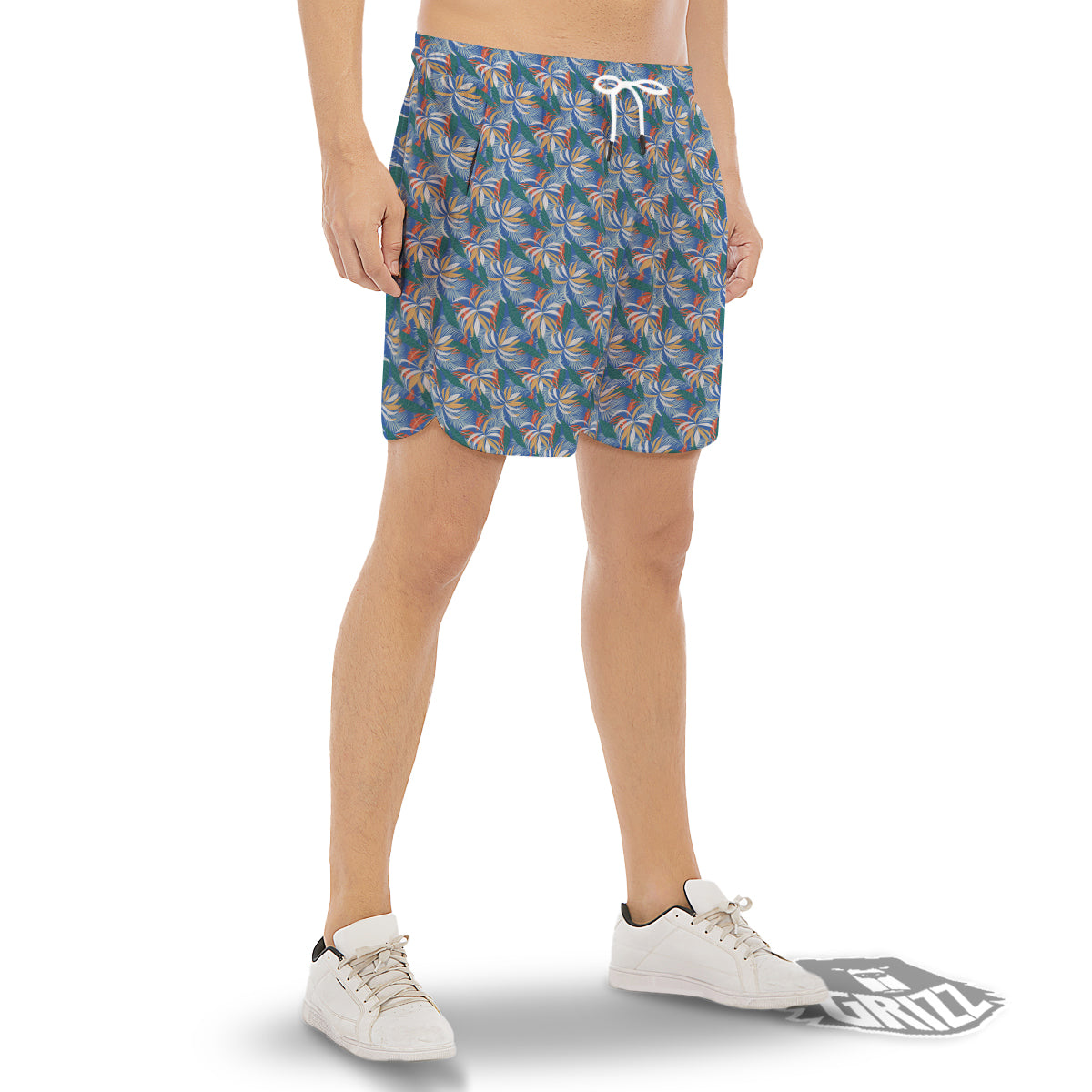 Tropical Leaf Colorful Print Pattern Men's Gym Shorts-grizzshop