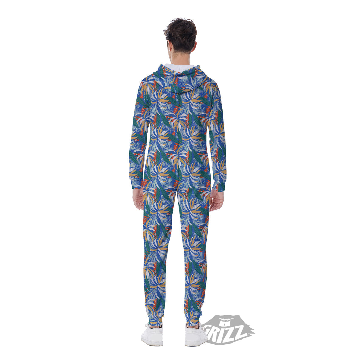Tropical Leaf Colorful Print Pattern Men's Jumpsuit-grizzshop