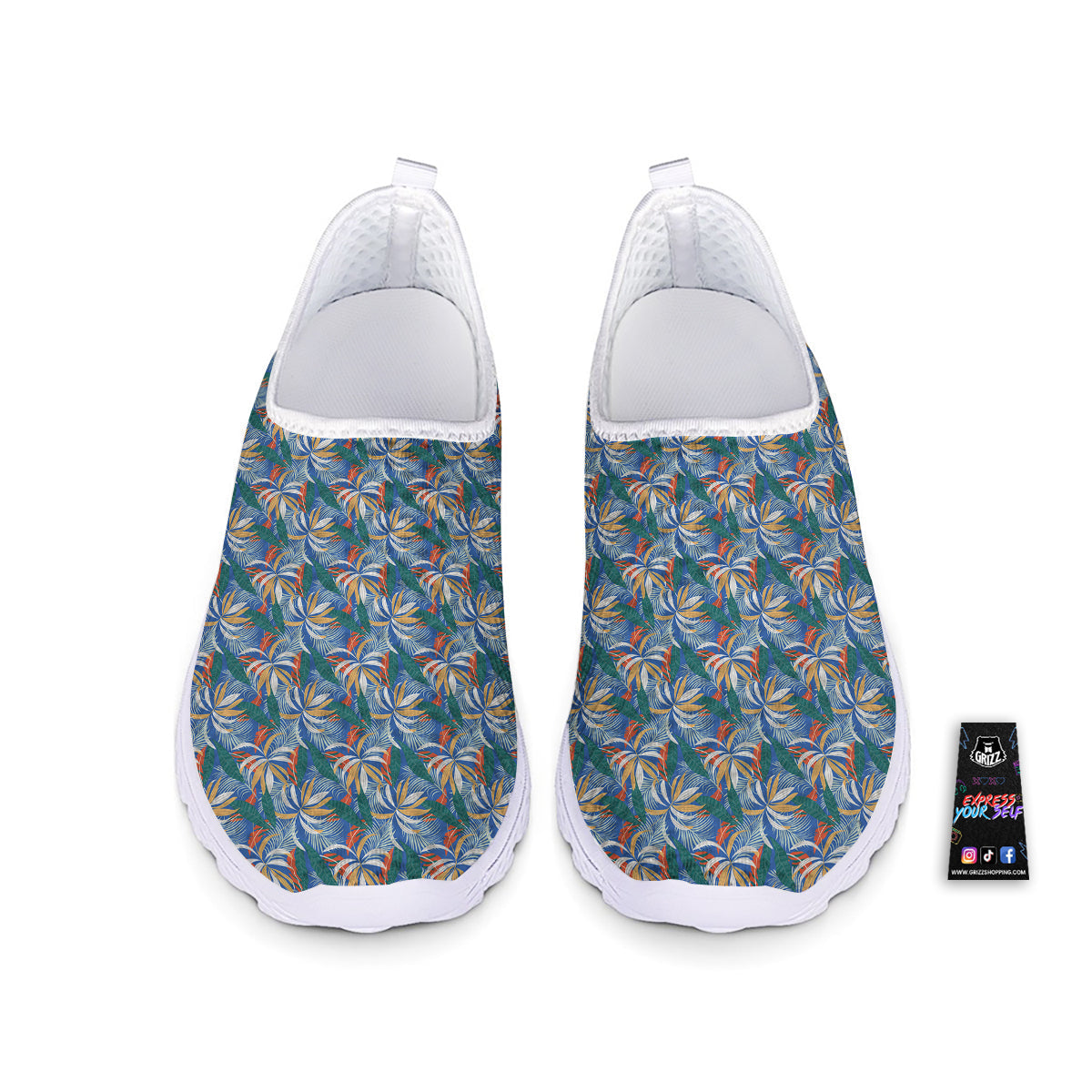 Tropical Leaf Colorful Print Pattern Nurse Shoes-grizzshop