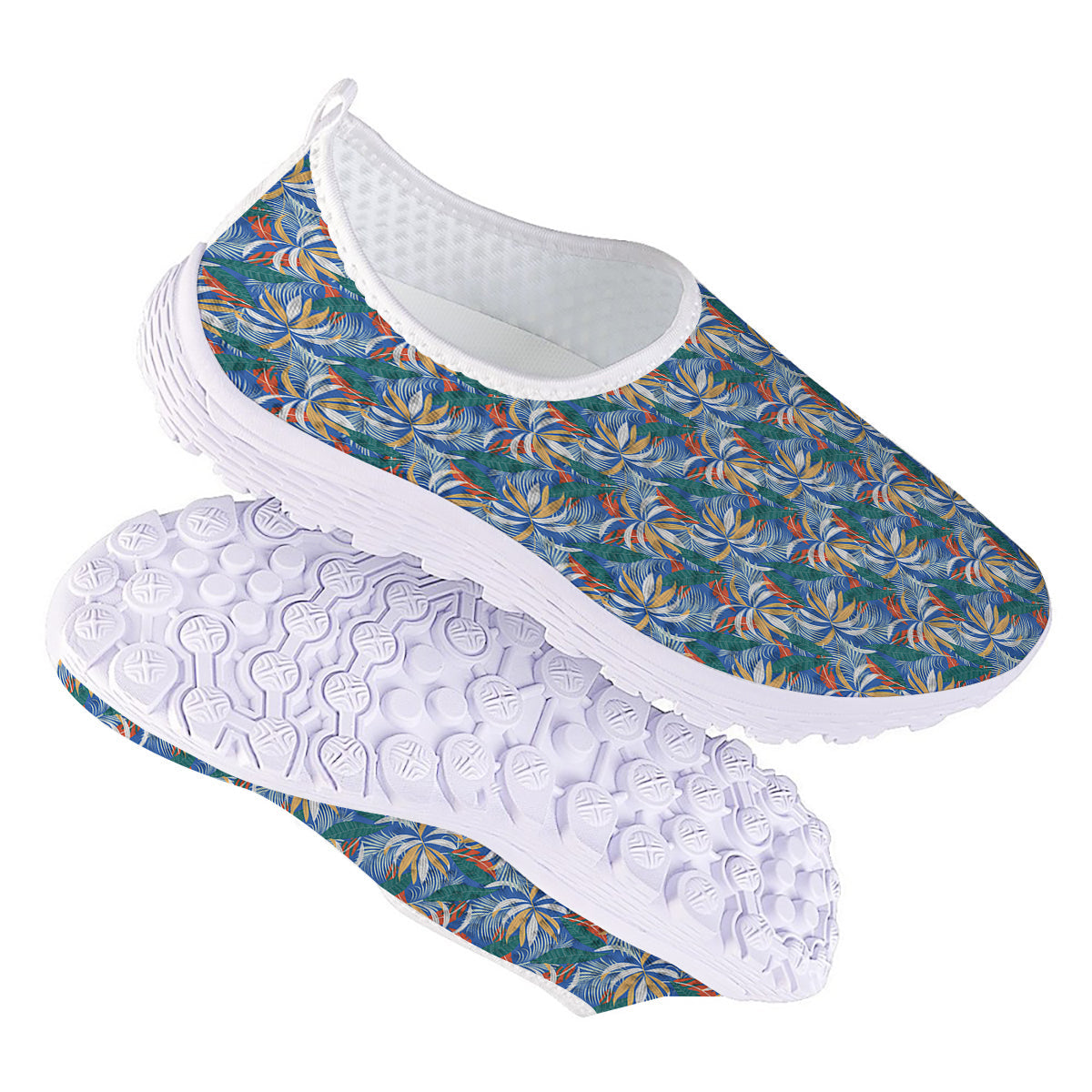Tropical Leaf Colorful Print Pattern Nurse Shoes-grizzshop