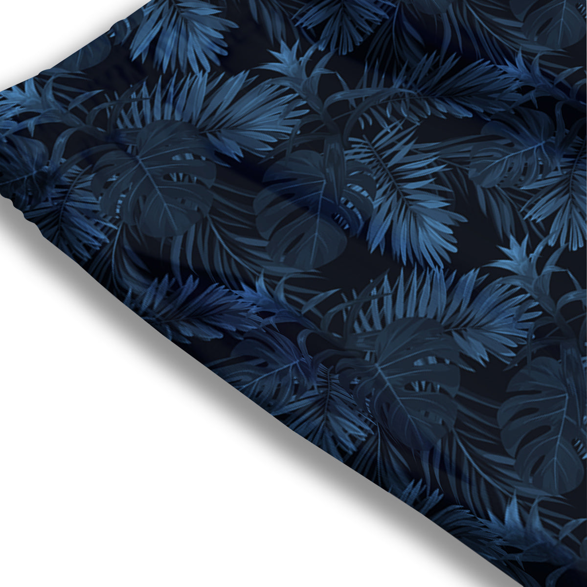 Tropical Leaf Dark Blue Print Pattern Mesh Shorts