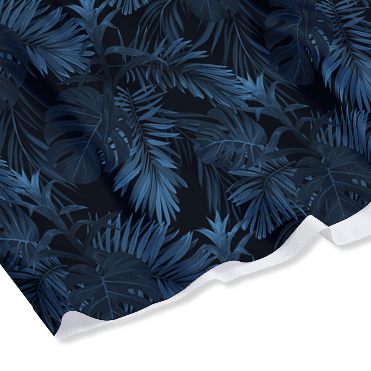 Tropical Leaf Dark Blue Print Pattern Mesh Shorts