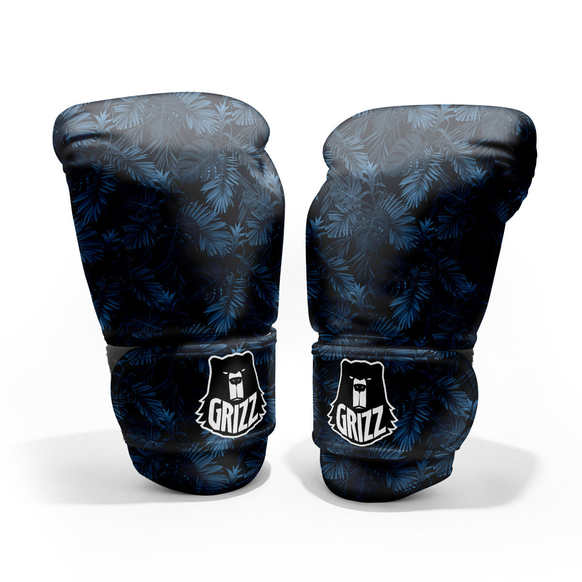 Tropical Leaf Dark Blue Print Pattern Pro Boxing Glove