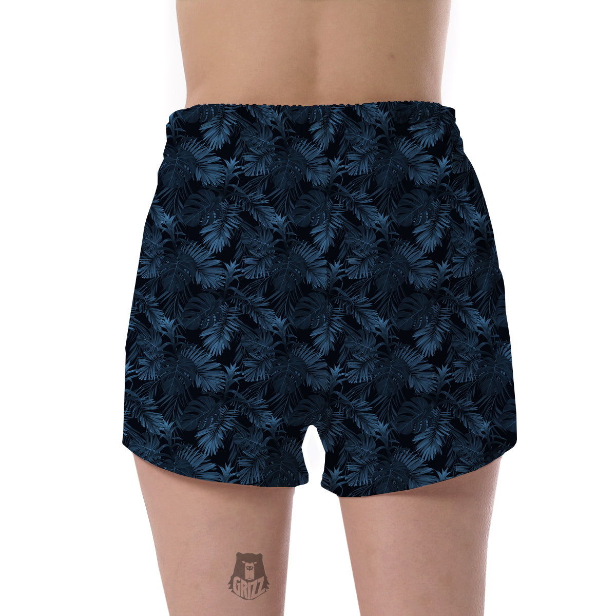 Tropical Leaf Dark Blue Print Pattern Women's Shorts-grizzshop