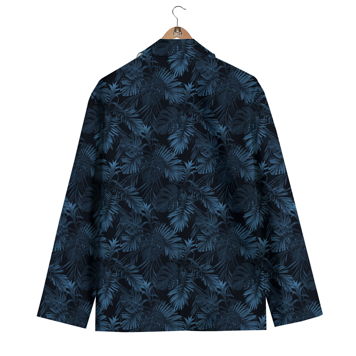 Tropical Leaf Dark Print Pattern Men's Blazer-grizzshop