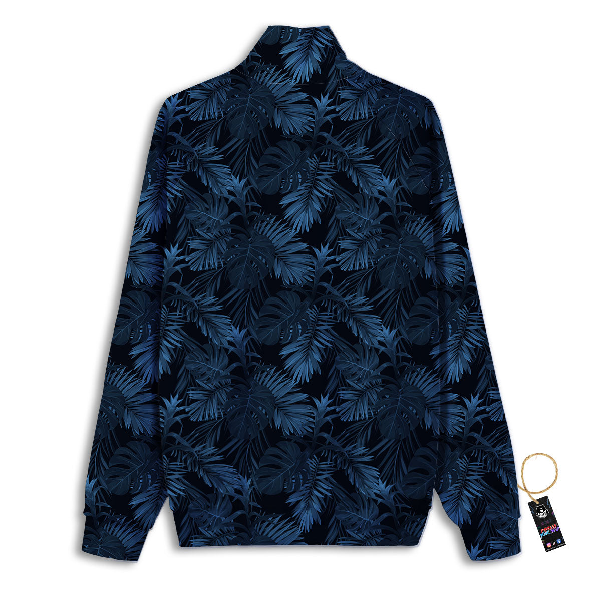 Tropical Leaf Dark Print Pattern Track Jacket-grizzshop