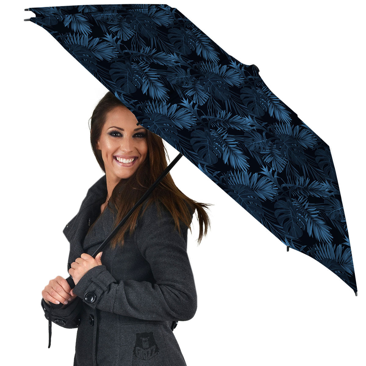 Tropical Leaf Dark Print Pattern Umbrella-grizzshop