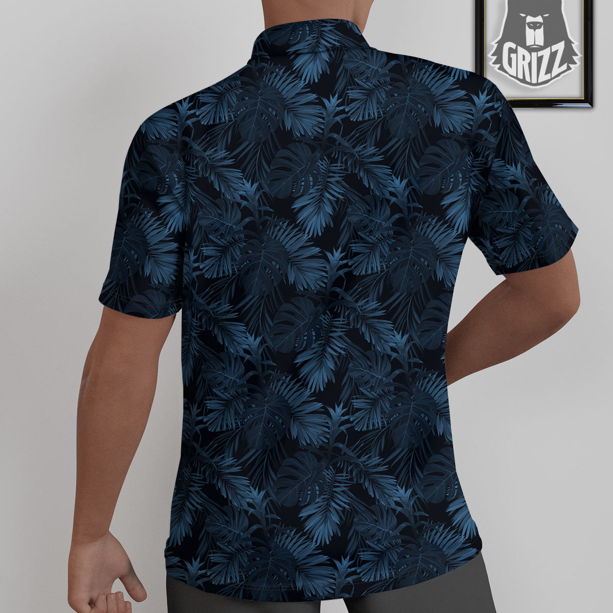 Tropical Leaf Dark Print Pattern Untucked Shirts-grizzshop