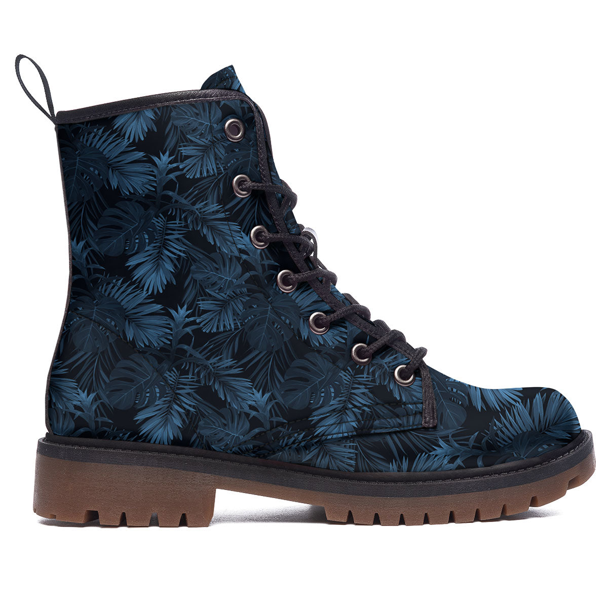 Tropical Leaf Dark Print Pattern Work Boots-grizzshop
