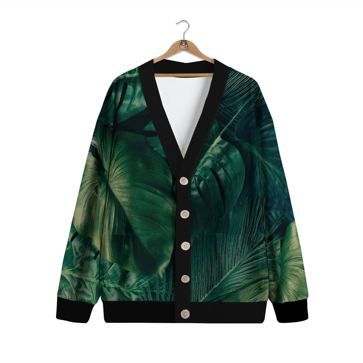 Tropical Leaf Natural Print Cardigan-grizzshop