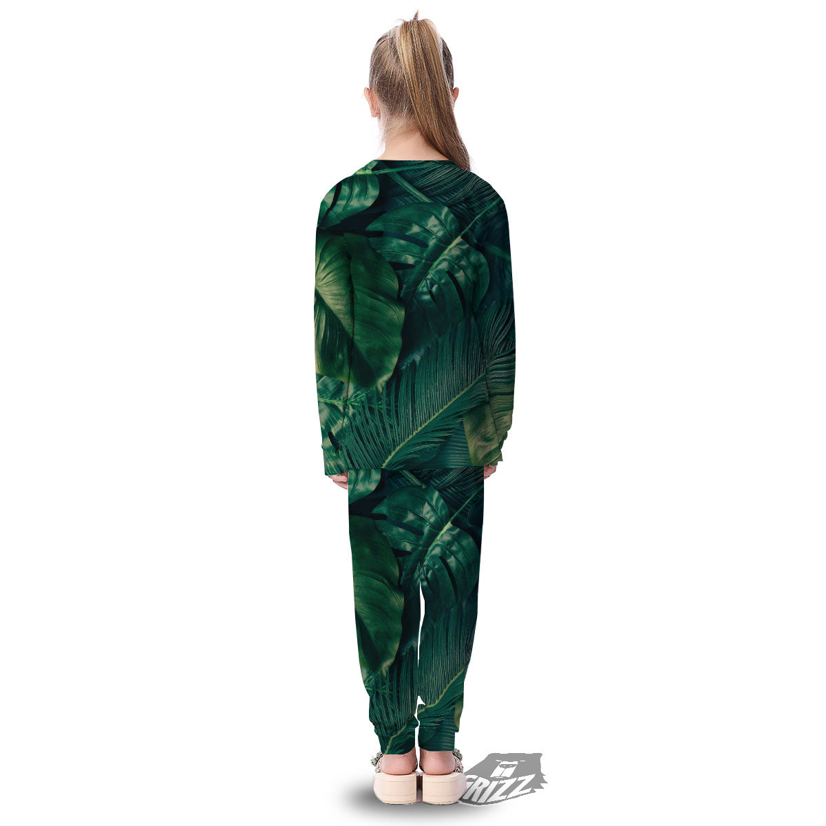Tropical Leaf Natural Print Kid's Pajamas-grizzshop