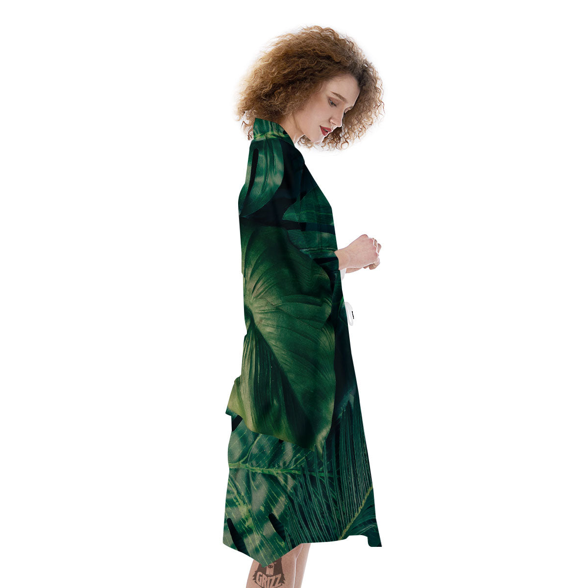 Tropical Leaf Natural Print Kimono-grizzshop