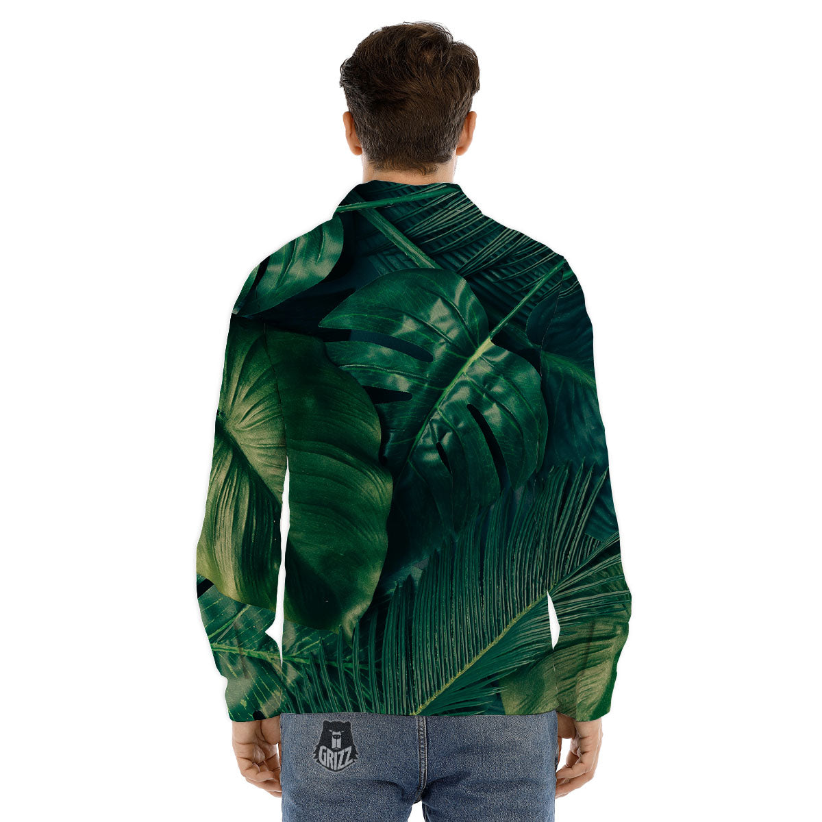 Tropical Leaf Natural Print Men's Dress Shirts-grizzshop