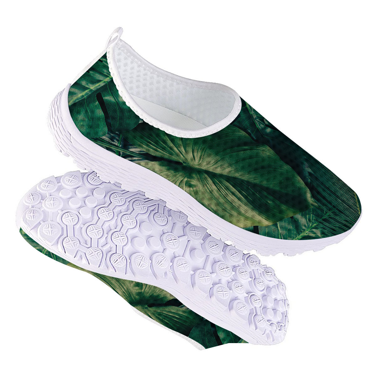 Tropical Leaf Natural Print Nurse Shoes-grizzshop