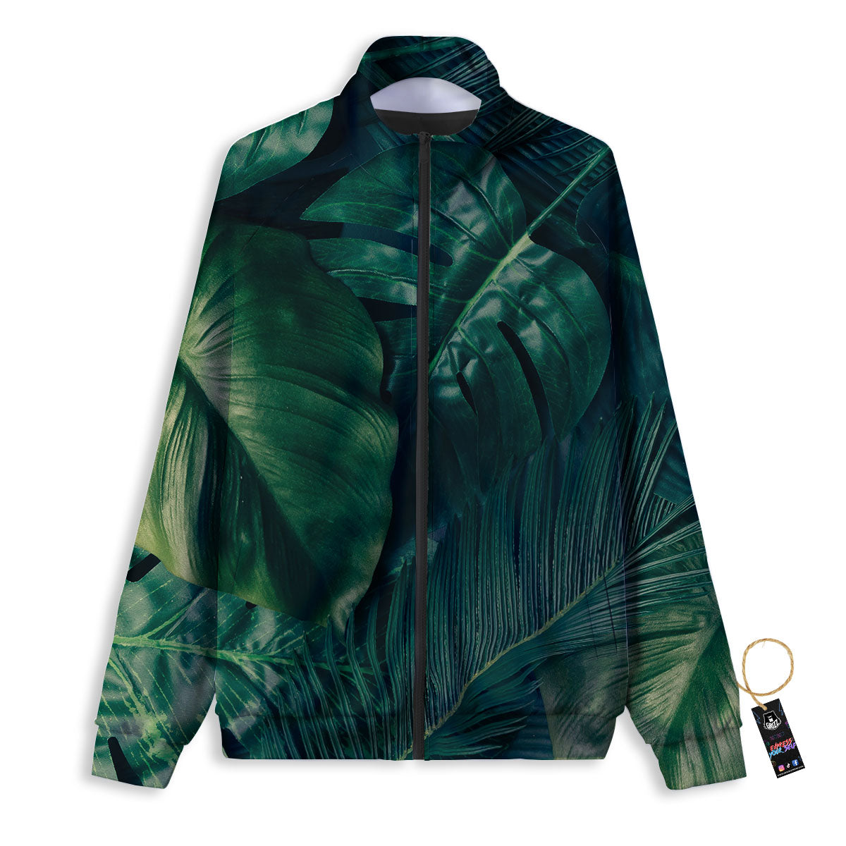 Tropical Leaf Natural Print Track Jacket-grizzshop