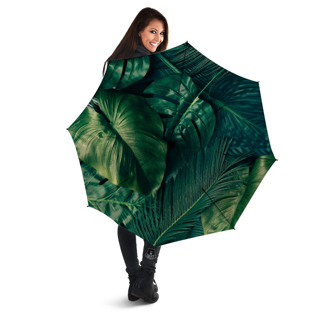 Tropical Leaf Natural Print Umbrella-grizzshop