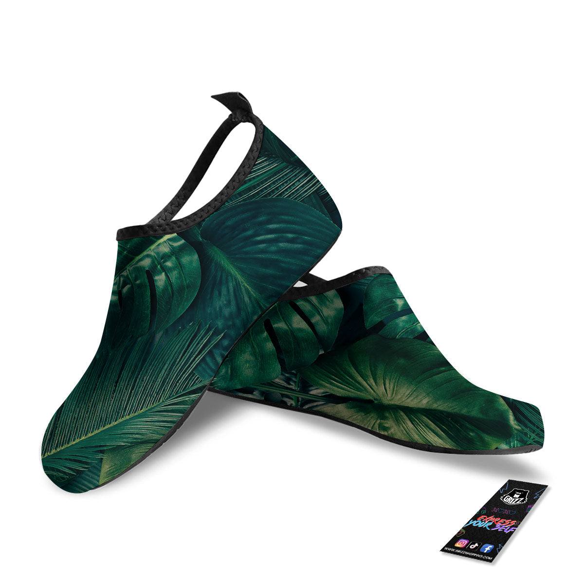 Tropical Leaf Natural Print Water Shoes-grizzshop