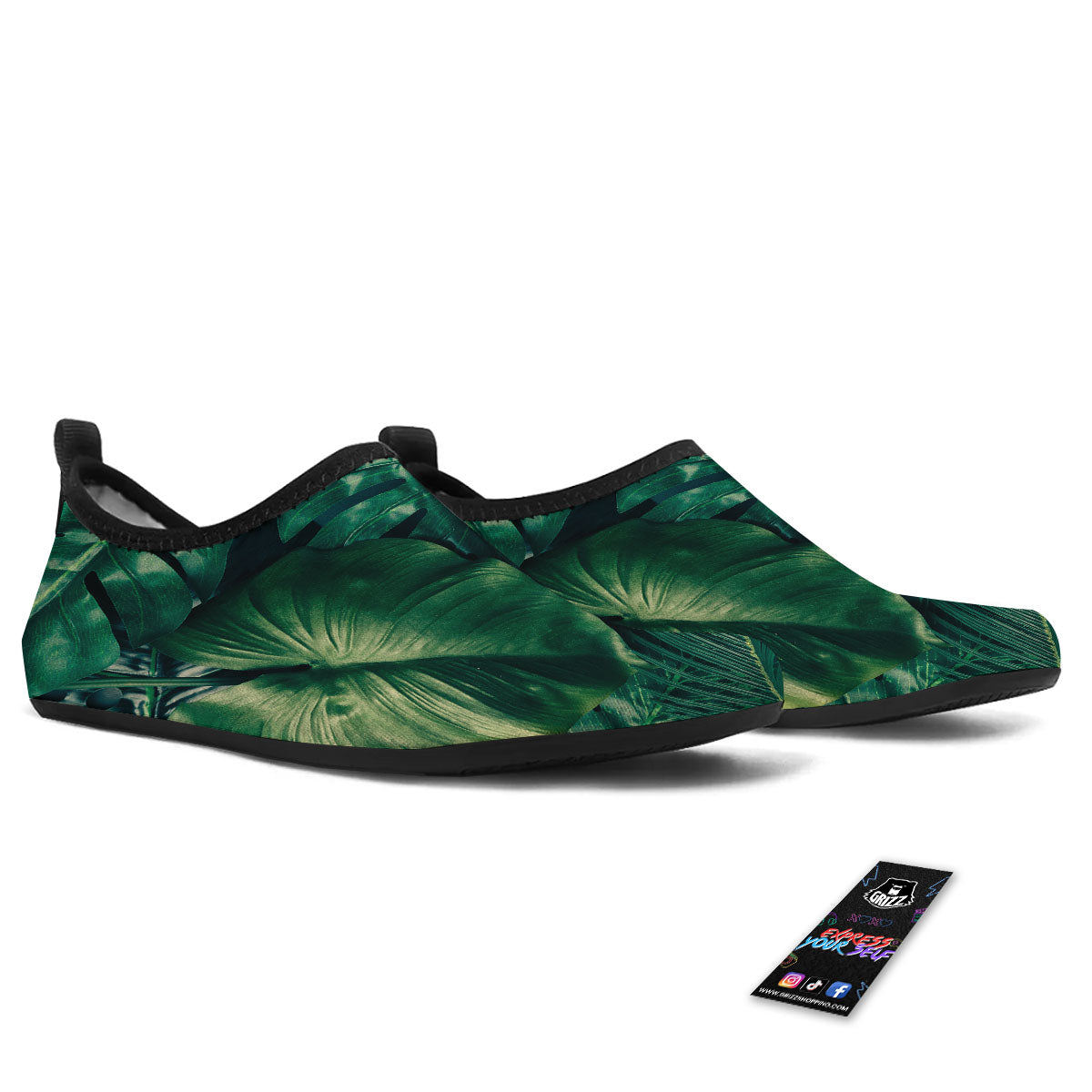 Tropical Leaf Natural Print Water Shoes-grizzshop