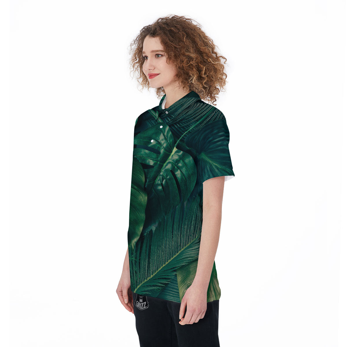 Tropical Leaf Natural Print Women's Golf Shirts-grizzshop