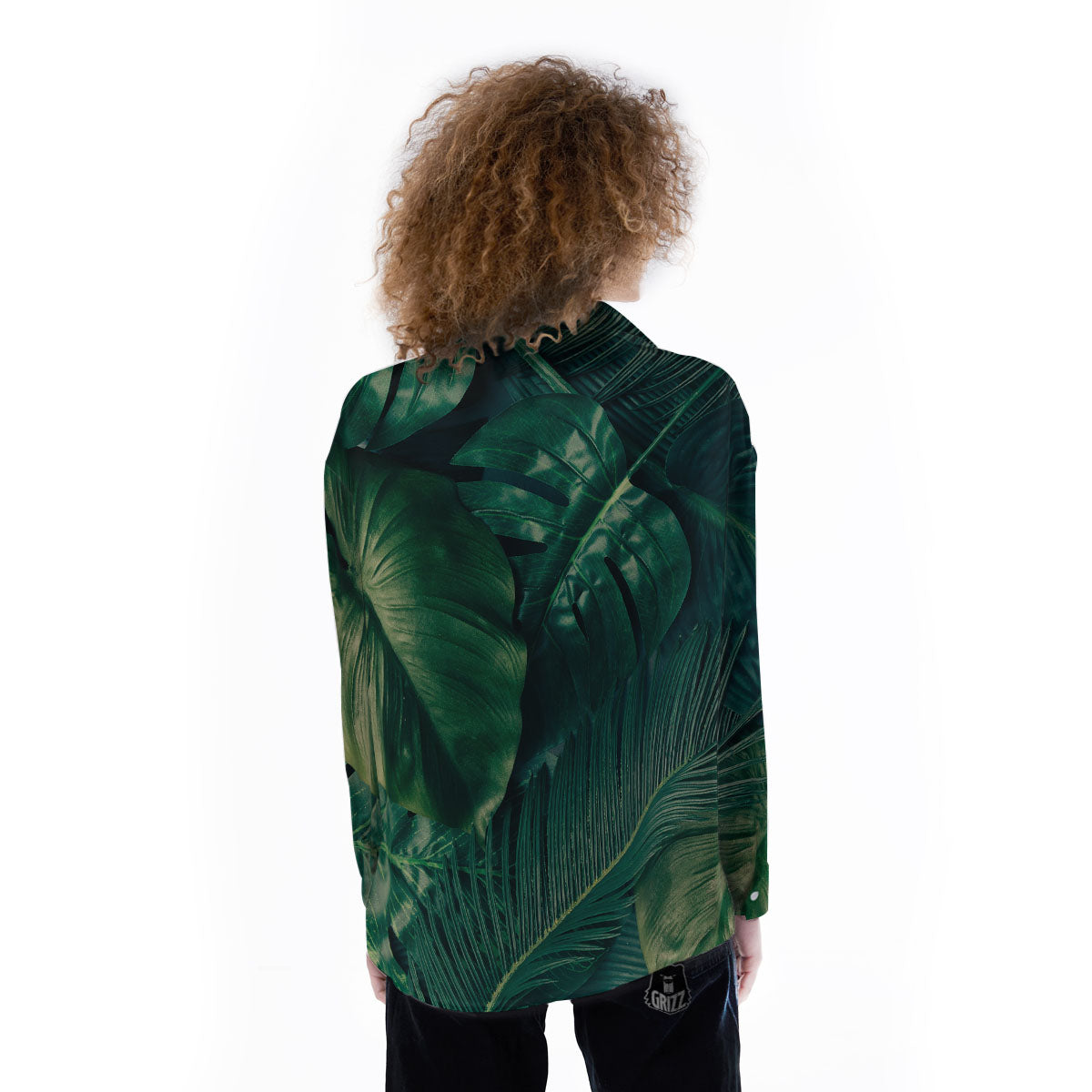 Tropical Leaf Natural Print Women's Long Sleeve Shirts-grizzshop