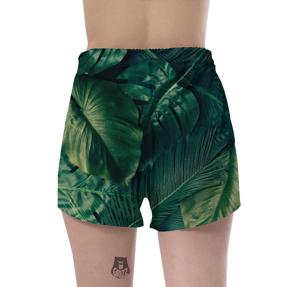 Tropical Leaf Natural Print Women's Shorts-grizzshop