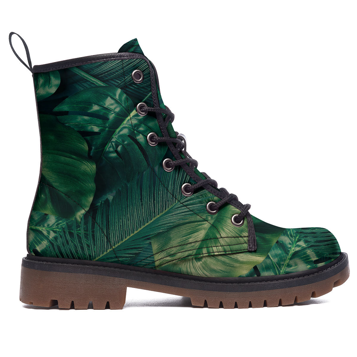 Tropical Leaf Natural Print Work Boots-grizzshop