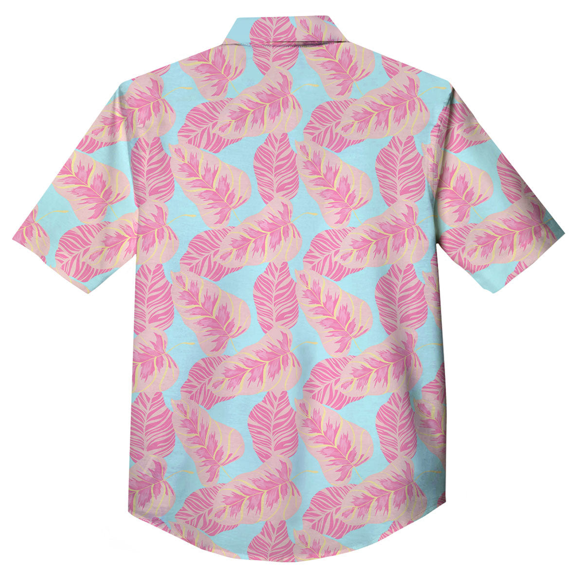 Tropical Leaf Pink And Teal Print Pattern Button Up Shirt-grizzshop