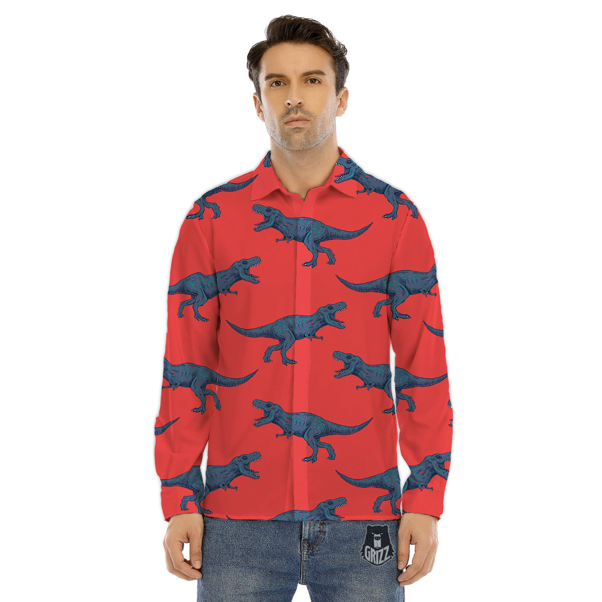 Tropical Leaf Pink And Teal Print Pattern Men's Dress Shirts-grizzshop