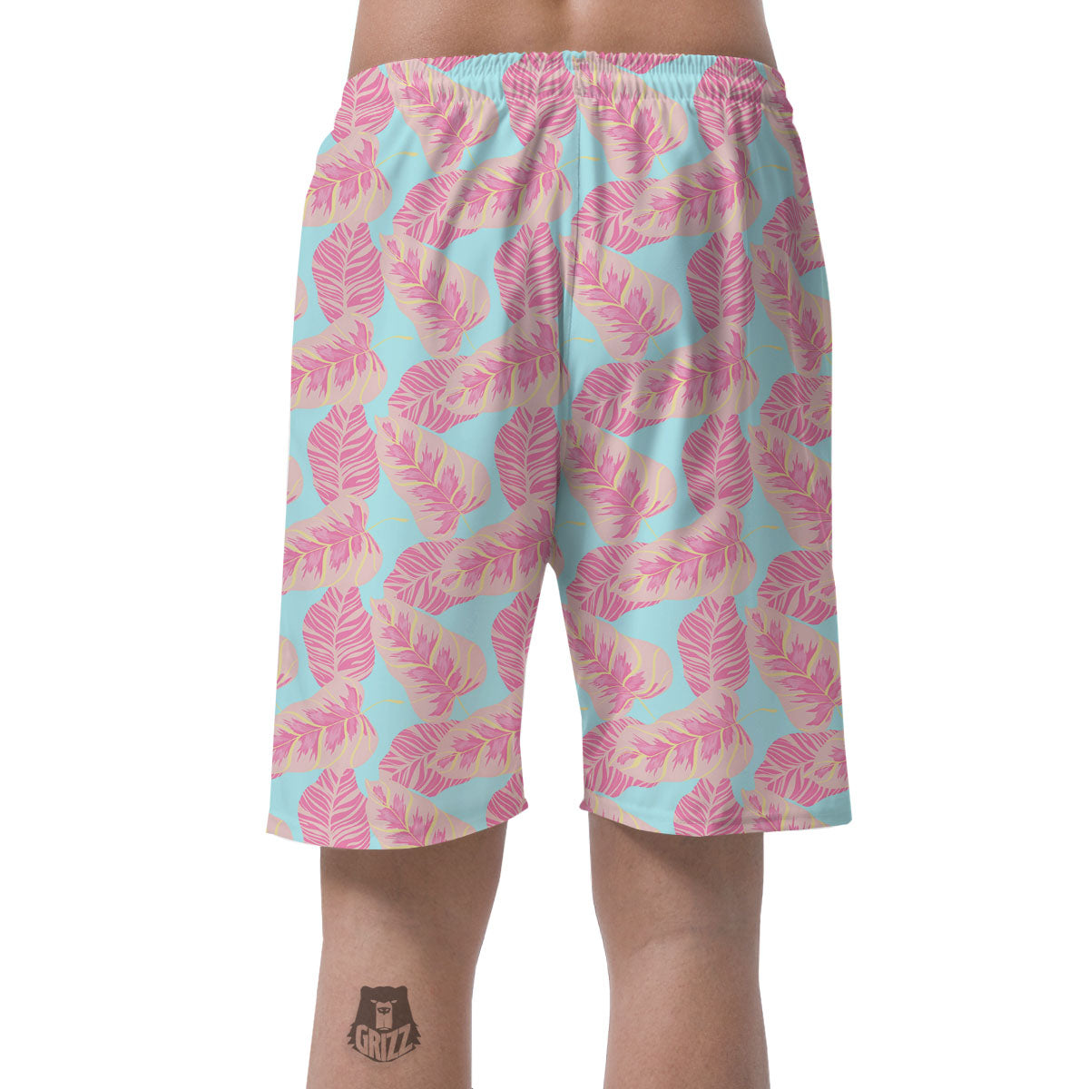 Tropical Leaf Pink And Teal Print Pattern Men's Shorts-grizzshop