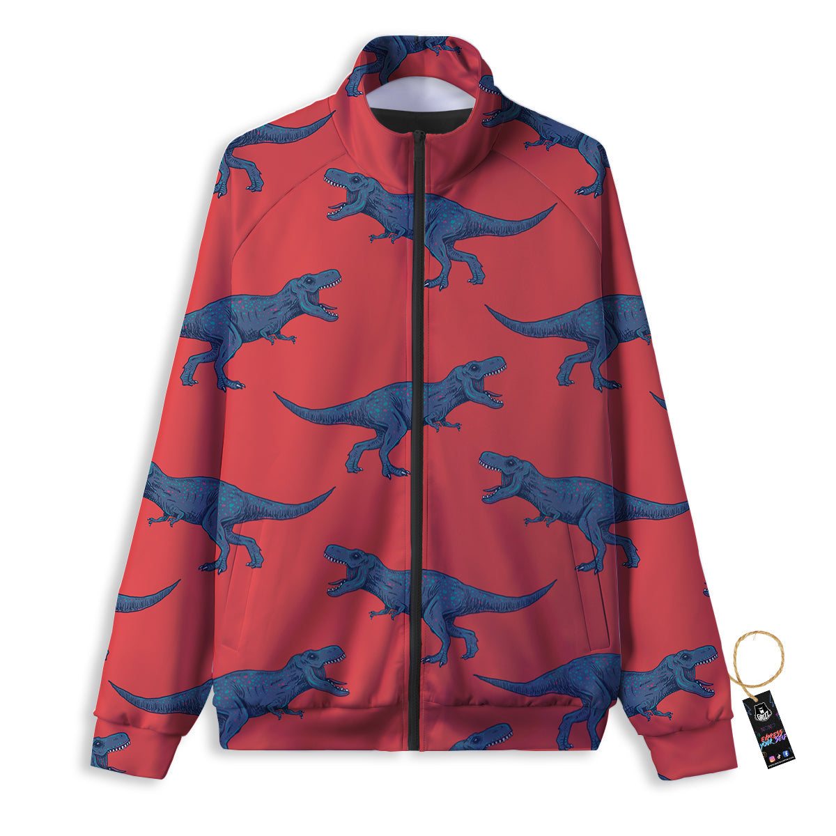 Tropical Leaf Pink And Teal Print Pattern Track Jacket-grizzshop