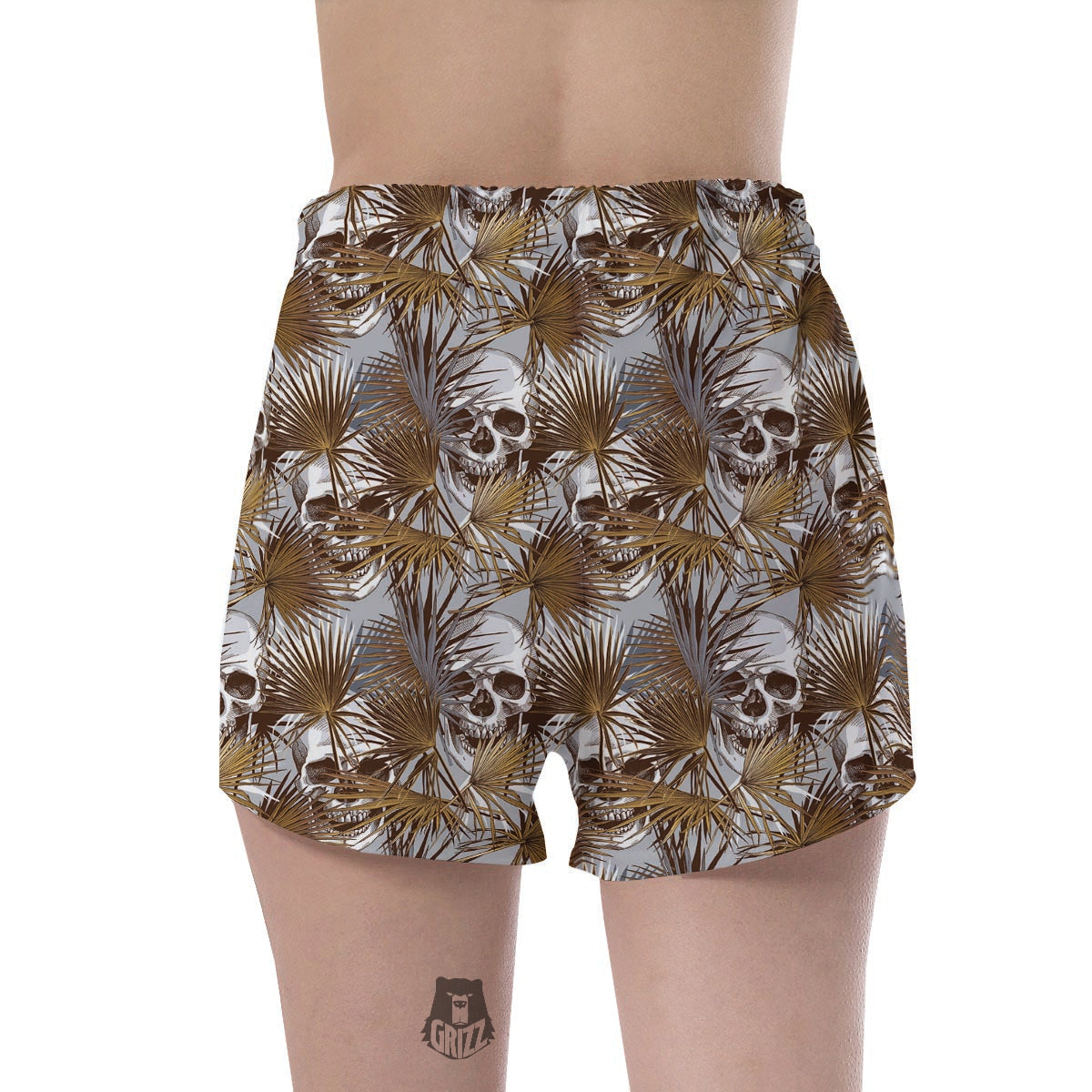 Tropical Leaf Skull Women's Shorts-grizzshop