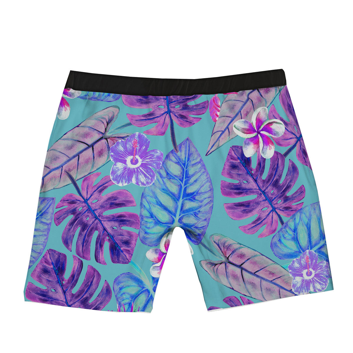 Tropical Leaf Teal And Purple Print Boxer Briefs-grizzshop