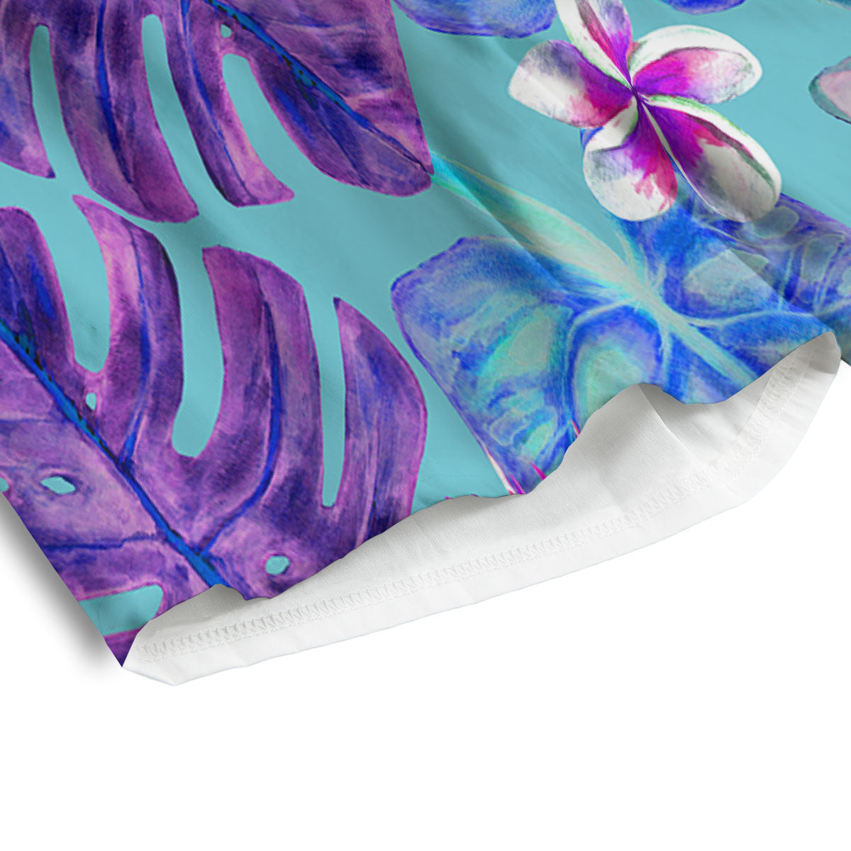 Tropical Leaf Teal And Purple Print Men's Athletic Shorts