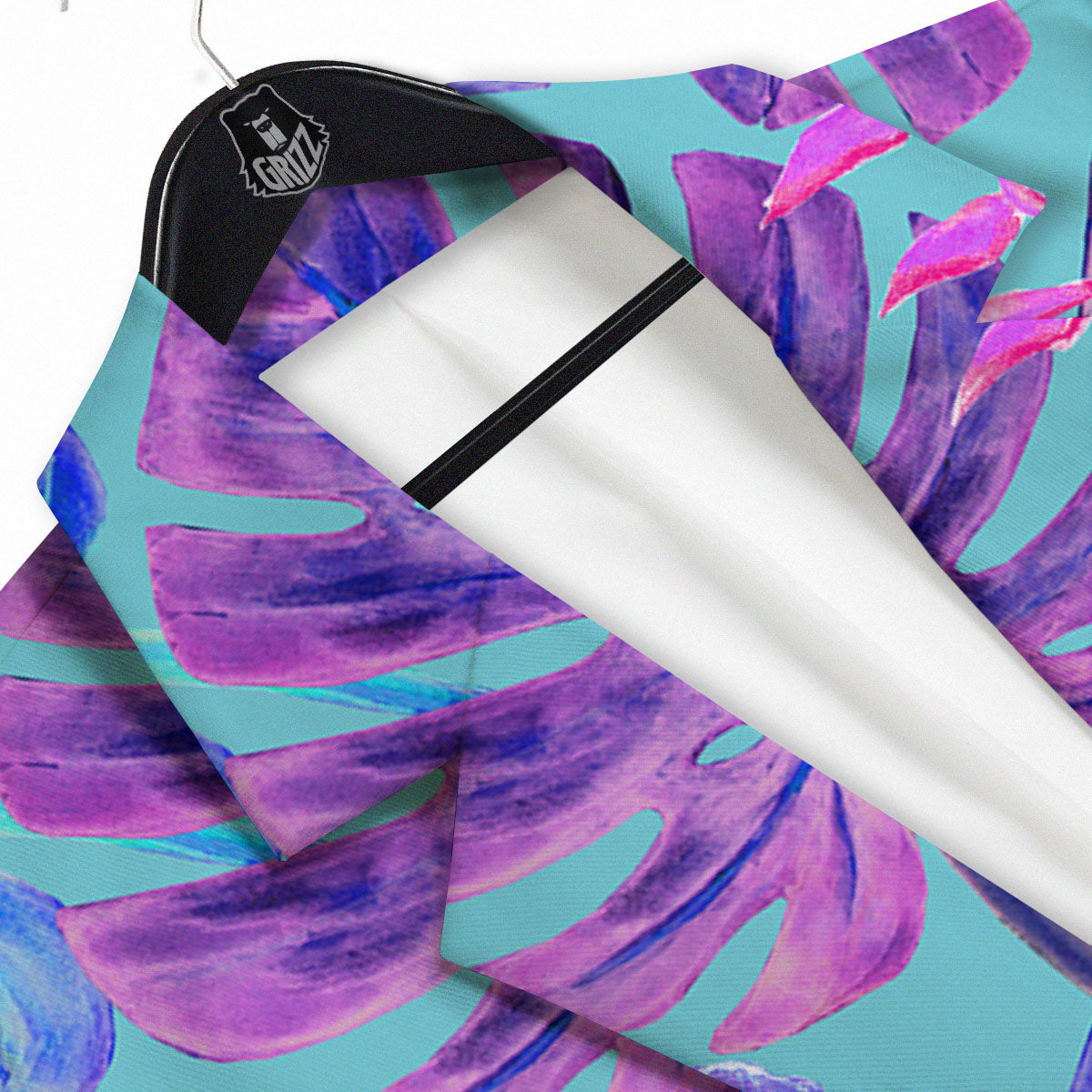 Tropical Leaf Teal And Purple Print Men's Sport Coat-grizzshop