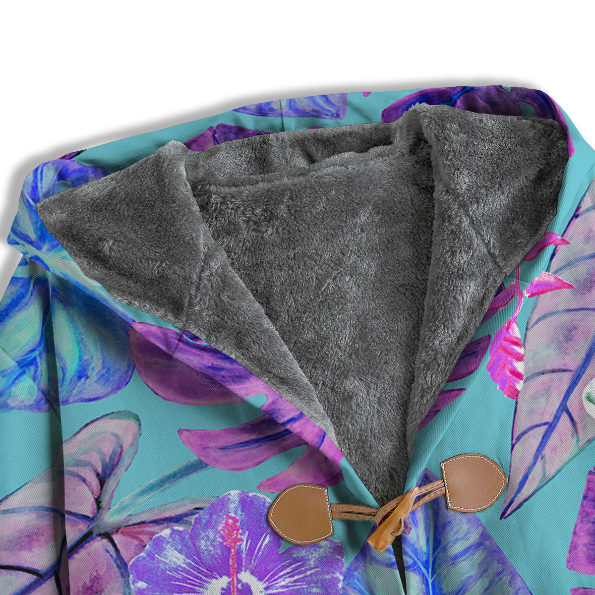 Tropical Leaf Teal And Purple Print Men's Windbreaker Jacket-grizzshop