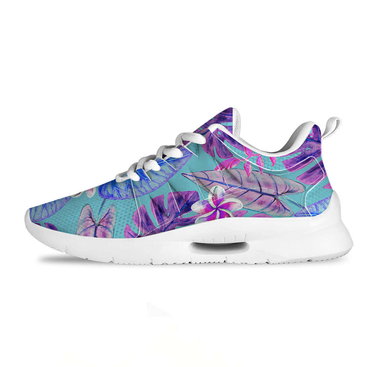 Tropical Leaf Teal And Purple Print Tennis Shoes-grizzshop