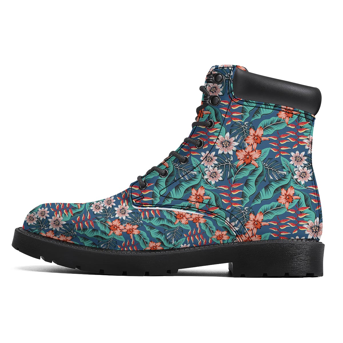 Tropical Leaf Teal Print Pattern Boots-grizzshop