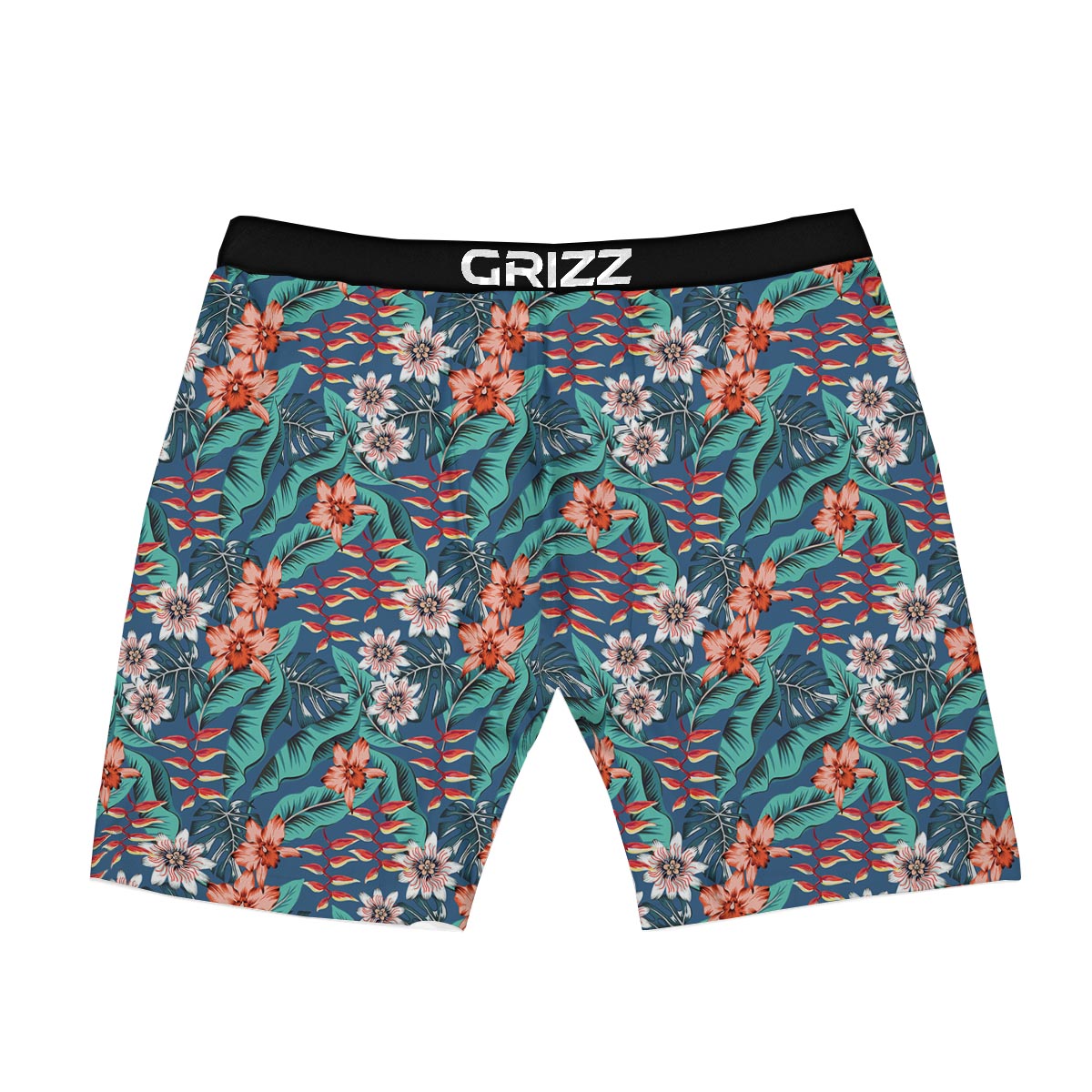 Tropical Leaf Teal Print Pattern Boxer Briefs-grizzshop